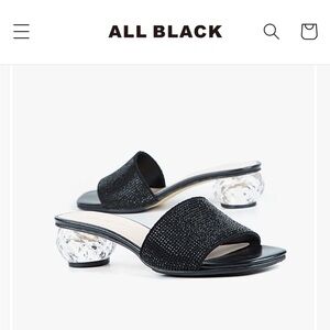 All Black Crystal Ball Pave Sandals NWT